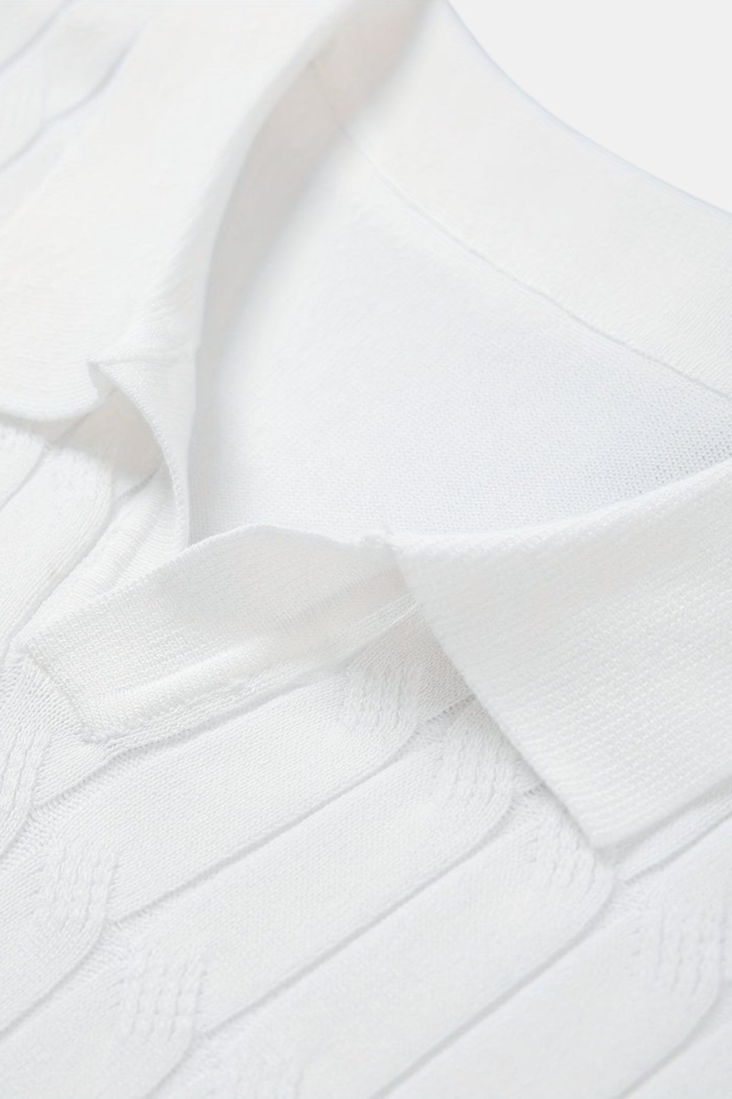 Nuvalli-Premium V-Neck Cable Knit Polo