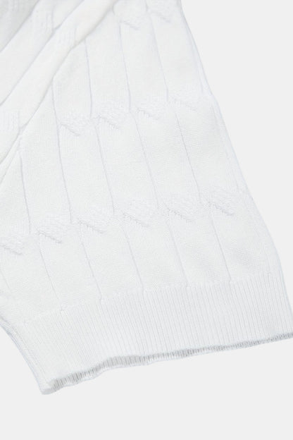 Nuvalli-Premium V-Neck Cable Knit Polo