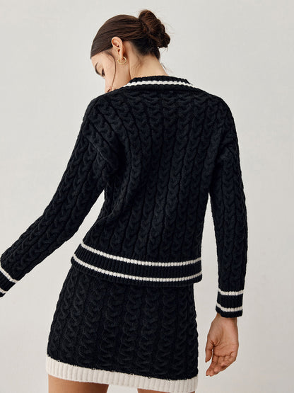 Nuvalli- Cable knit sweater with skirt