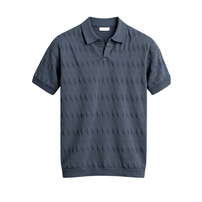 Nuvalli-Premium V-Neck Cable Knit Polo