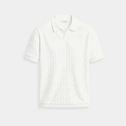 Nuvalli-Premium V-Neck Cable Knit Polo