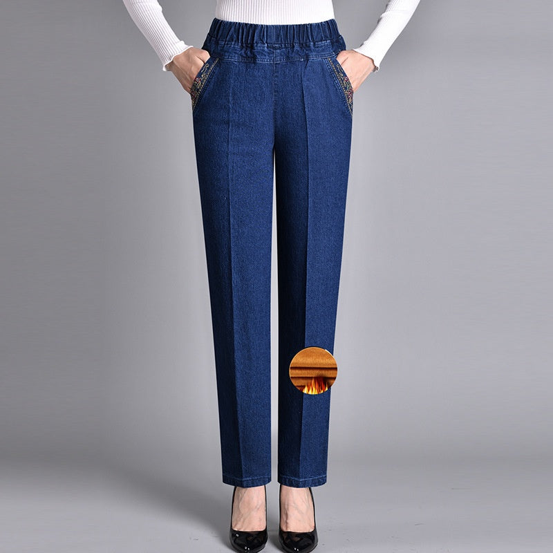Nuvalli® | Women’s Jeans with Side Pockets and Elastic Waist