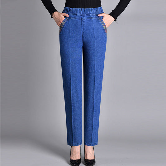 Nuvalli® | Women’s Jeans with Side Pockets and Elastic Waist