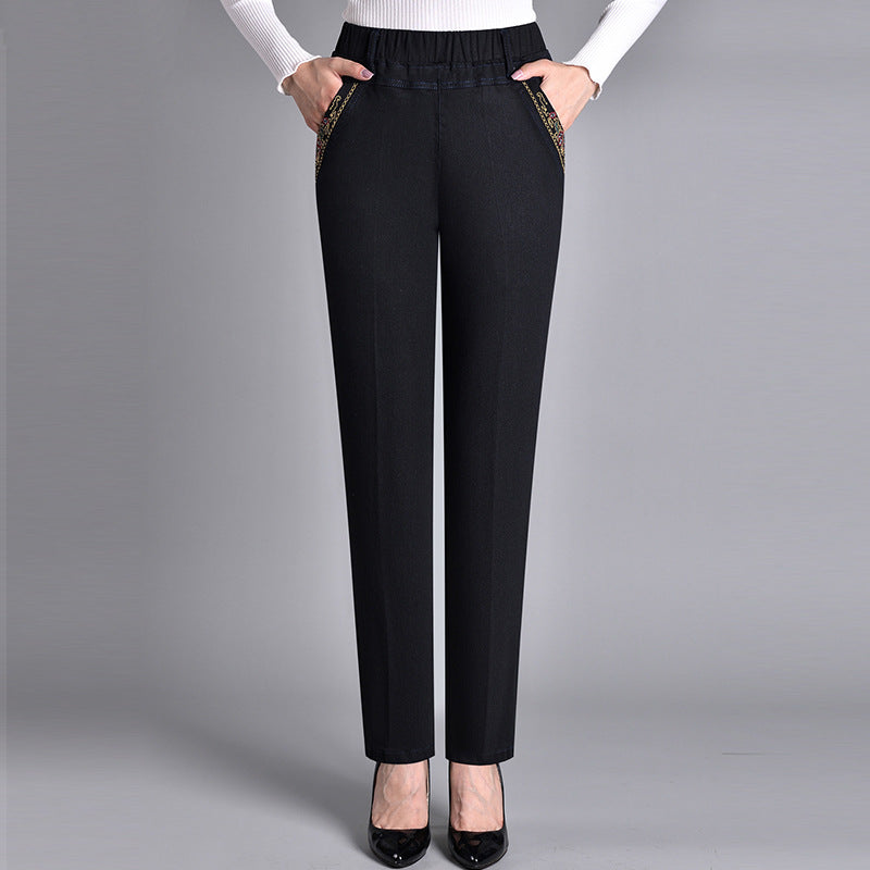 Nuvalli® | Women’s Jeans with Side Pockets and Elastic Waist