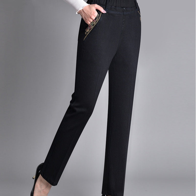 Nuvalli® | Women’s Jeans with Side Pockets and Elastic Waist