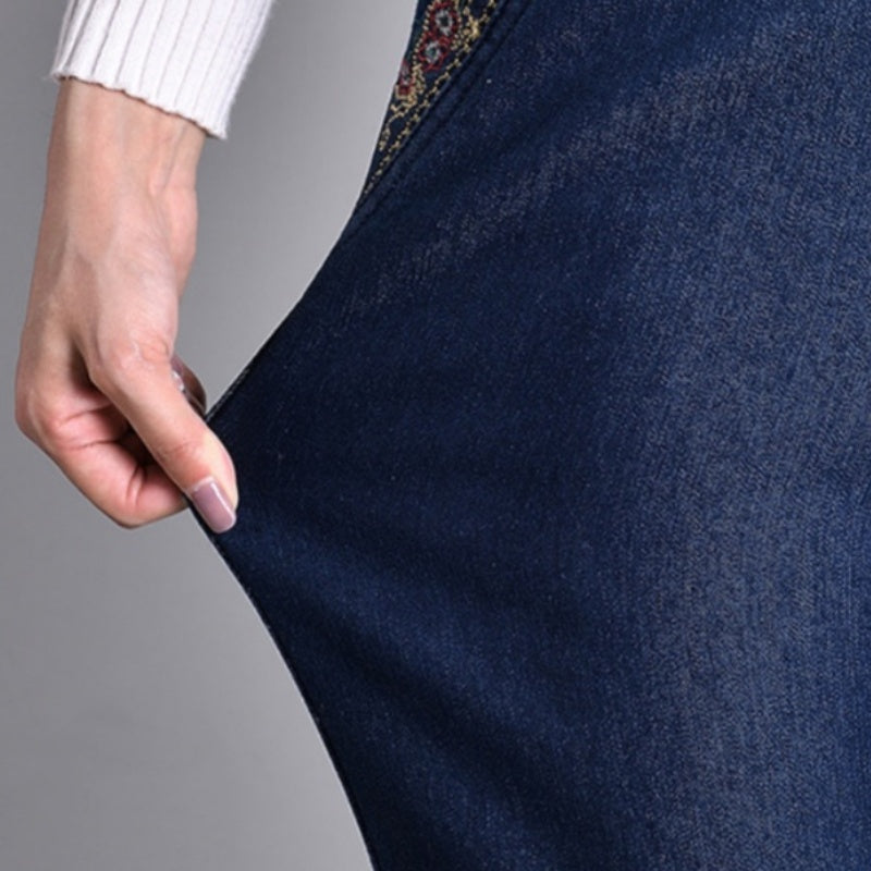 Nuvalli® | Women’s Jeans with Side Pockets and Elastic Waist