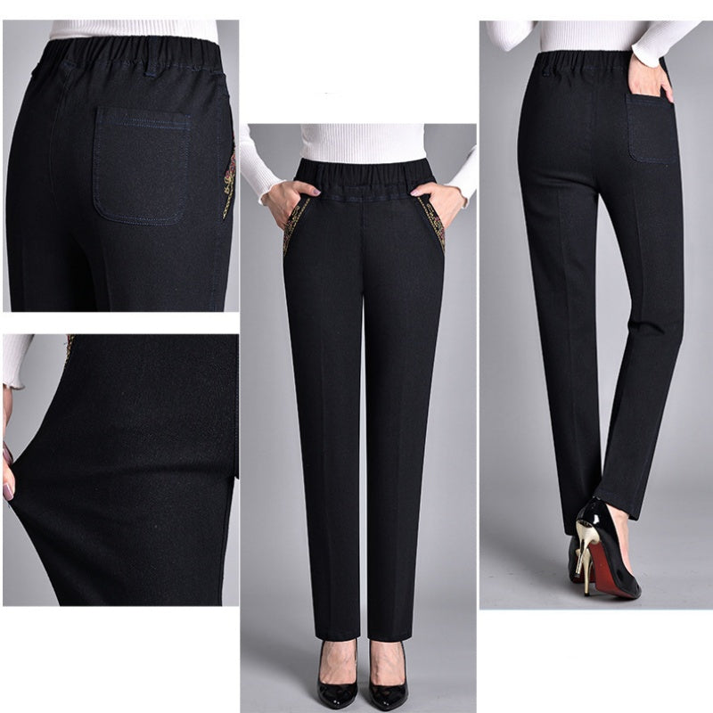 Nuvalli® | Women’s Jeans with Side Pockets and Elastic Waist